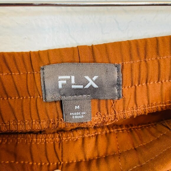 FLX Rust Orange Stretchy Athletic Cargo Casual Elastic Drawstring Pants | Medium - Picture 4 of 8